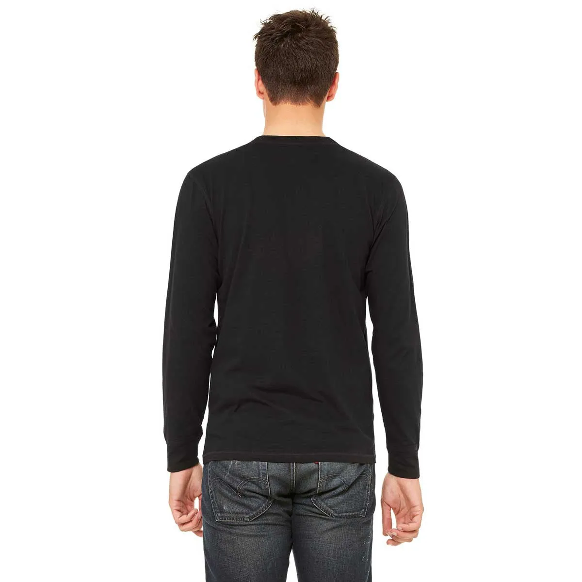 Bella   Canvas Men's Black Jersey Long-Sleeve Henley