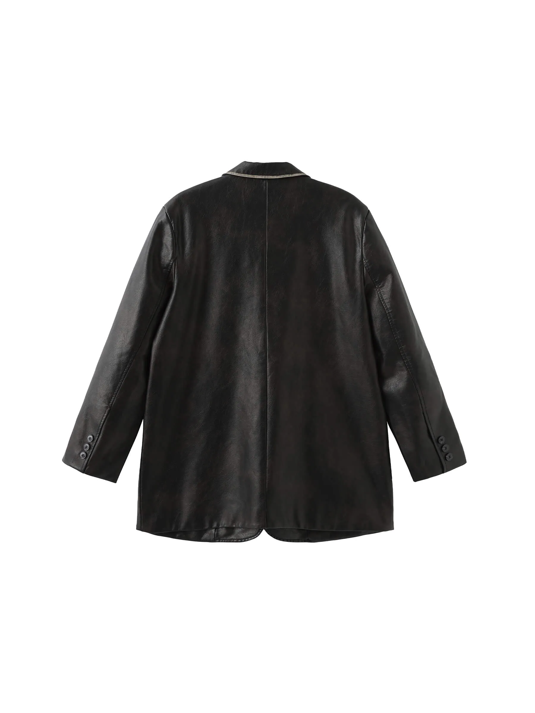 Black Faux Leather Tailored Suit