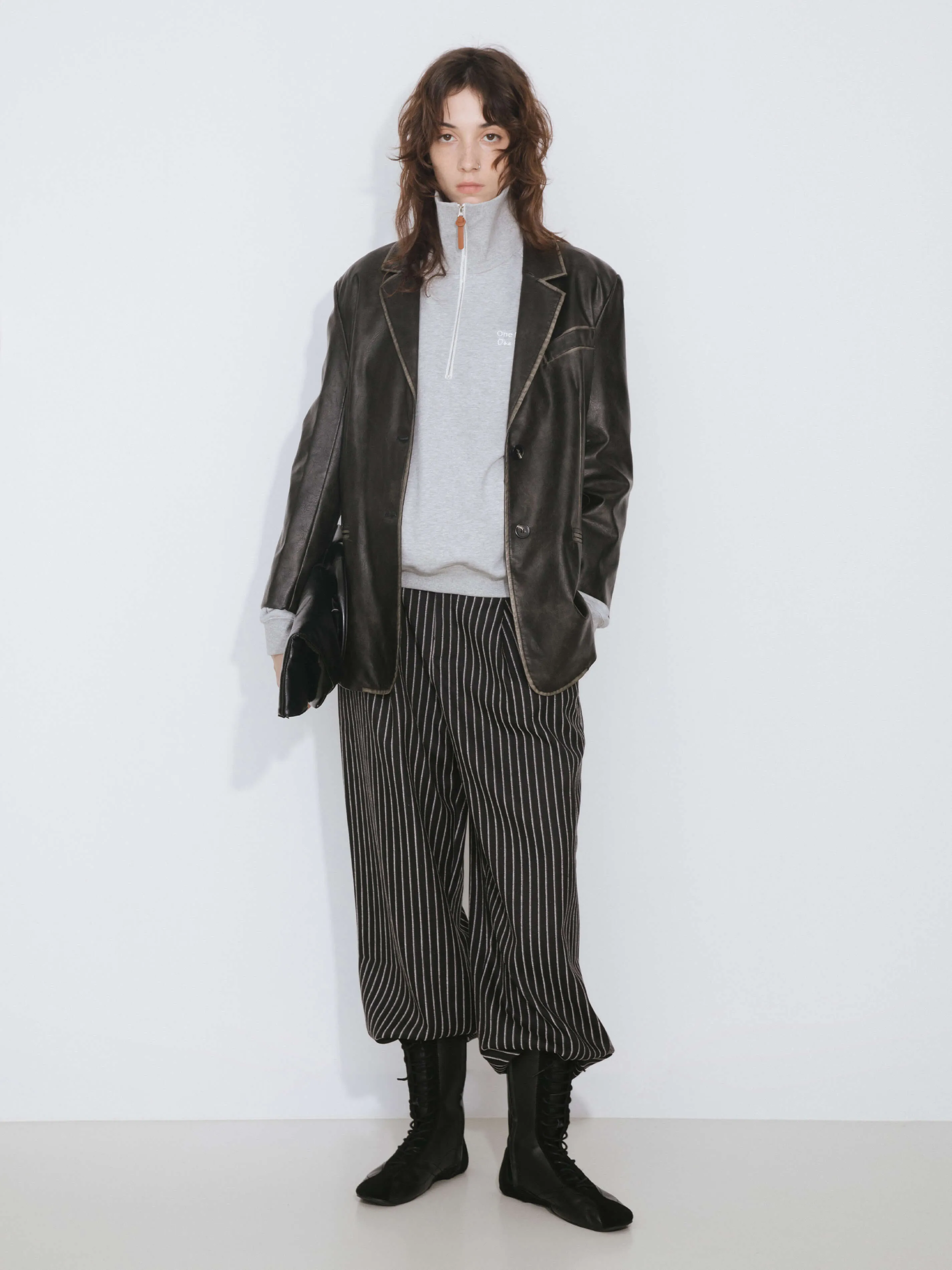 Black Faux Leather Tailored Suit