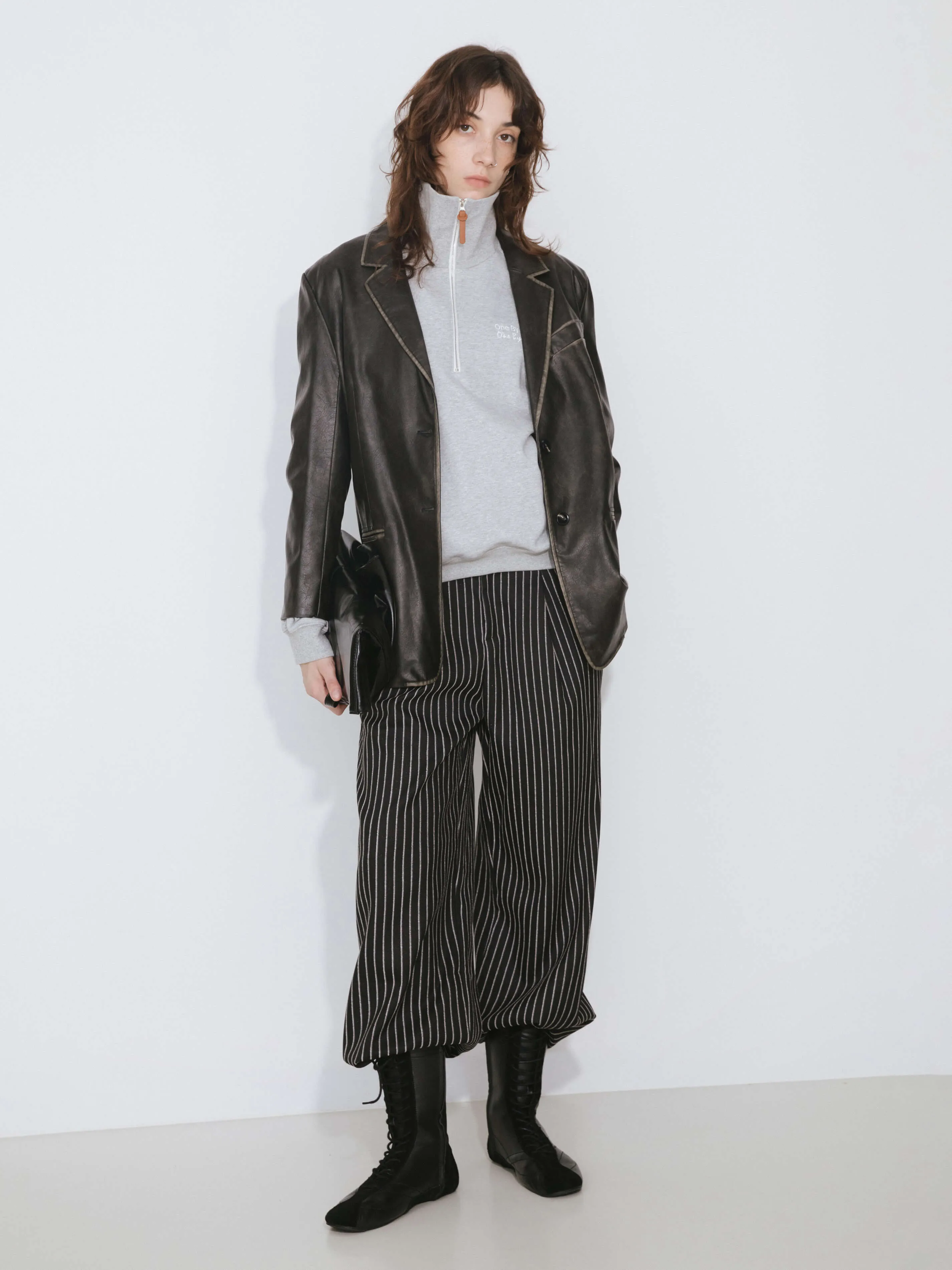 Black Faux Leather Tailored Suit
