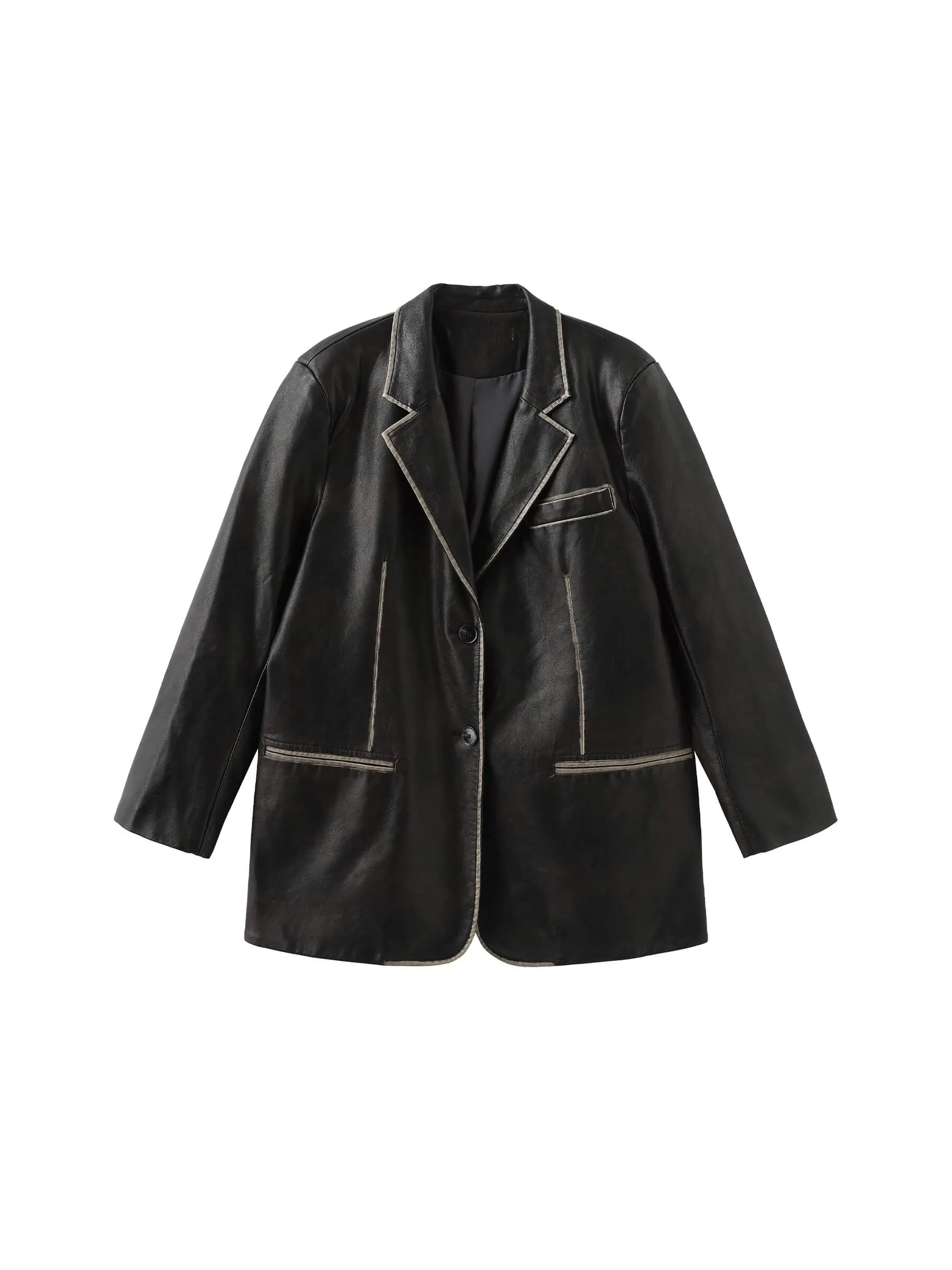 Black Faux Leather Tailored Suit