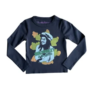 Bob Marley Clouds Long Sleeve Rib Tee in Vintage Black