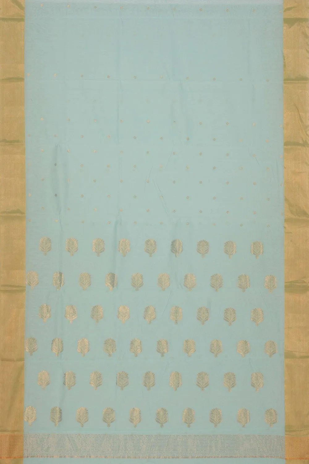Chanderi Cotton Aqua Blue Saree