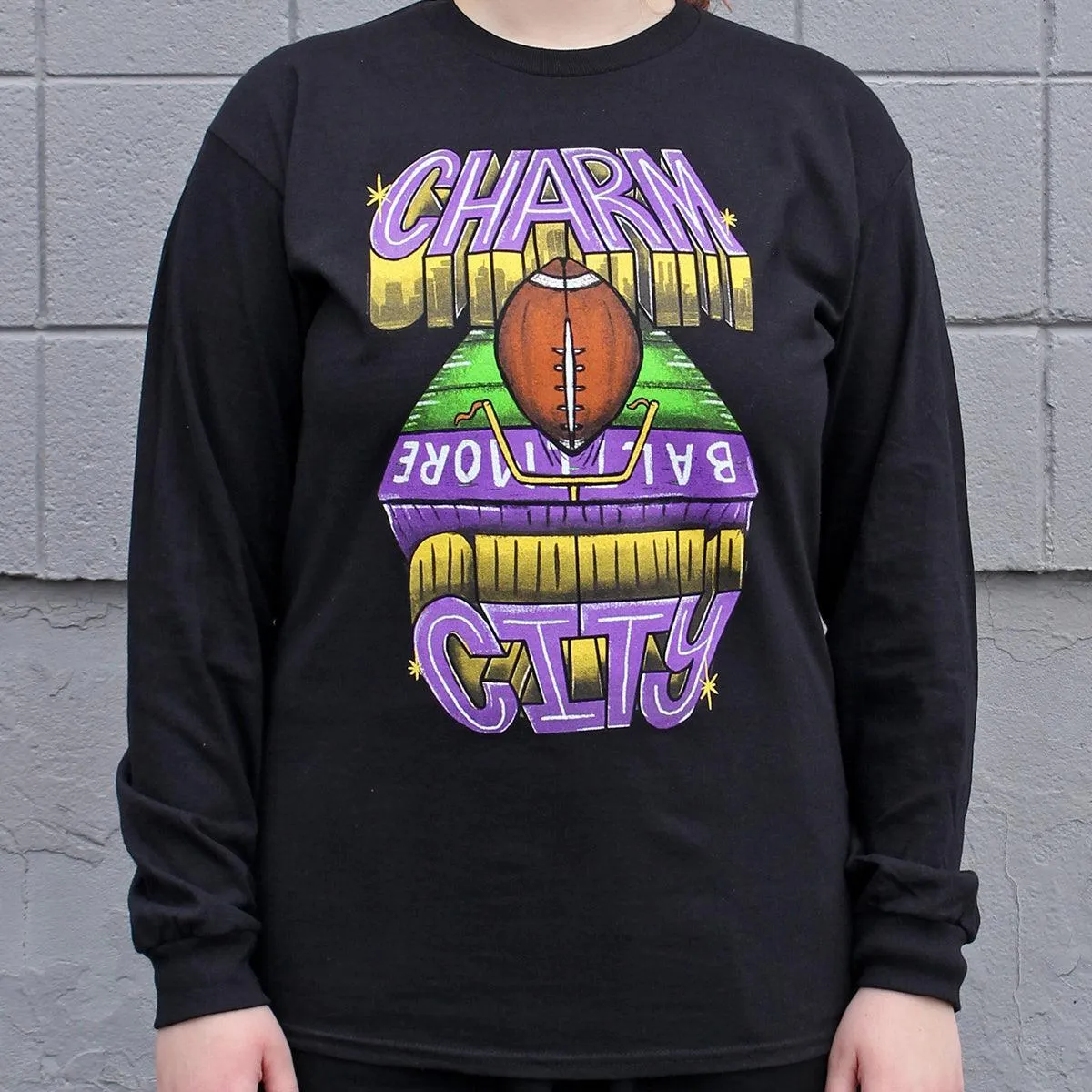 Charm City End Zone (Black) / Long Sleeve Shirt