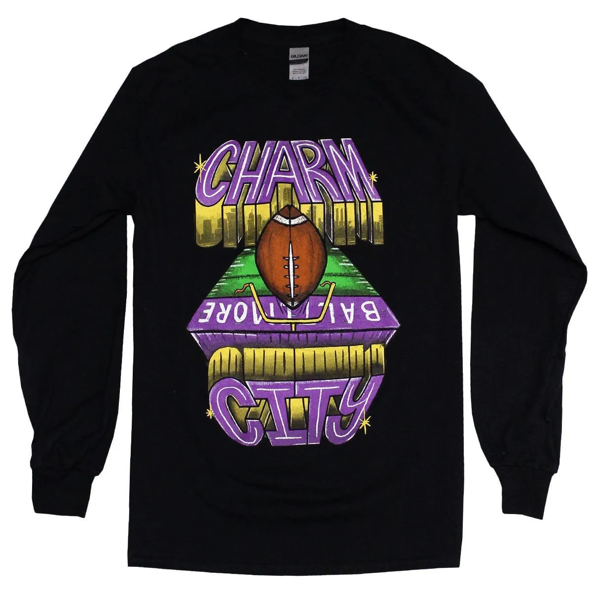 Charm City End Zone (Black) / Long Sleeve Shirt