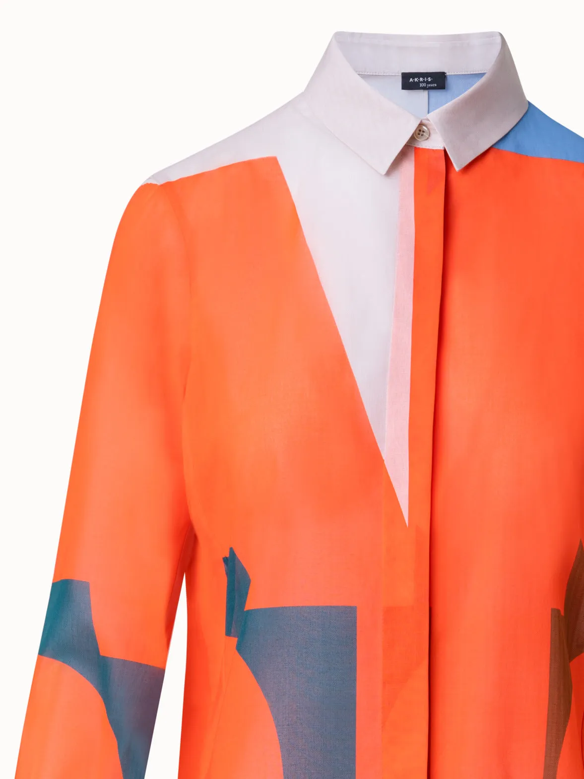 Cotton Voile Blouse with Composed Letters Print