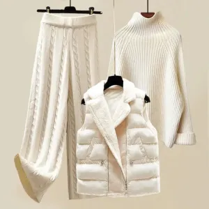 Cozy Comfort Knit Set - Soft Brushed Cotton and Wool Blend for Winter Warmth