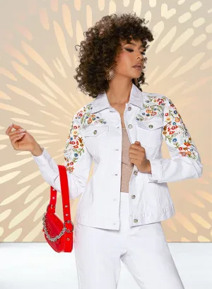 DV Jeans 8487J - White Multi - Embroidery Denim Jacket