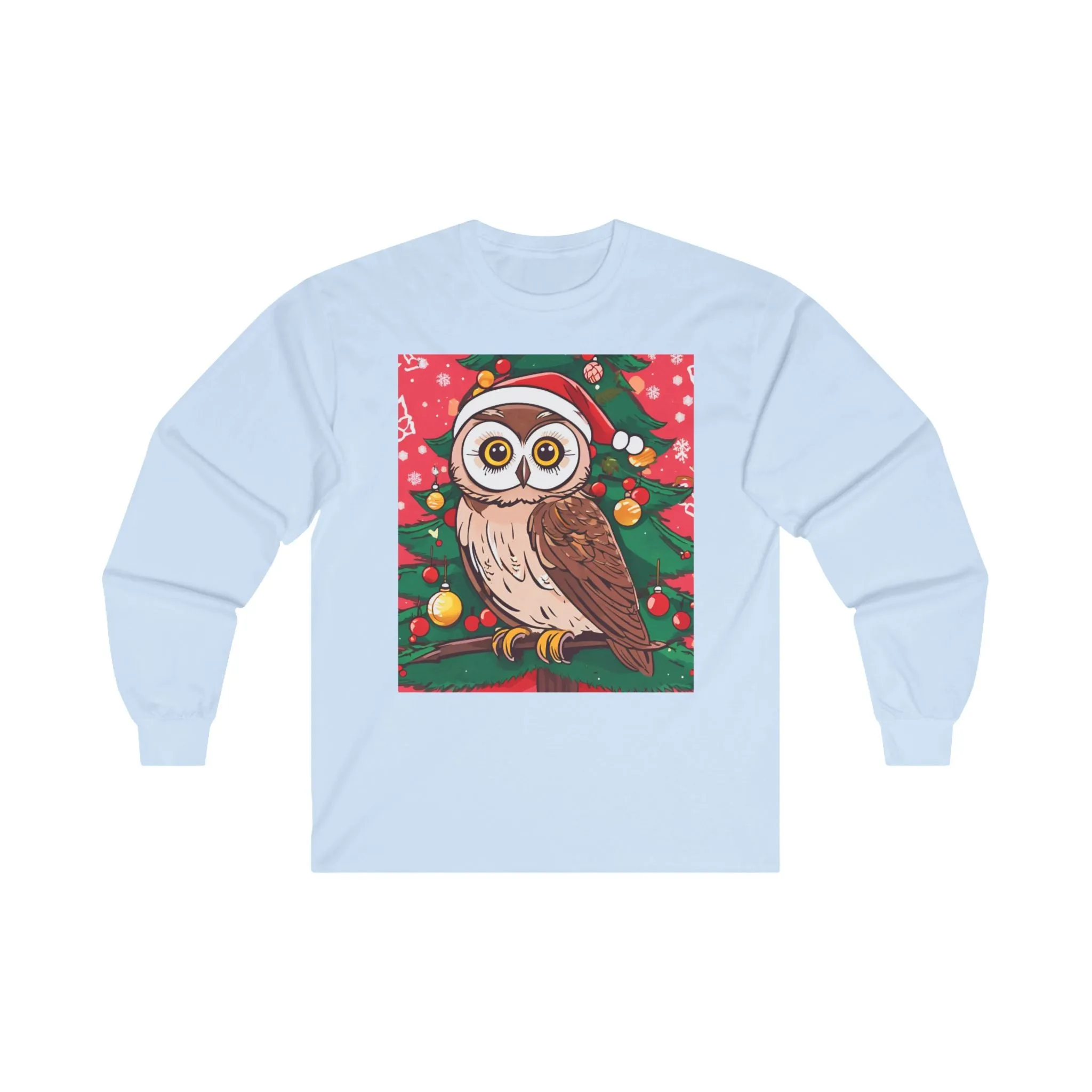 Festive Owl Christmas Long Sleeve Tee