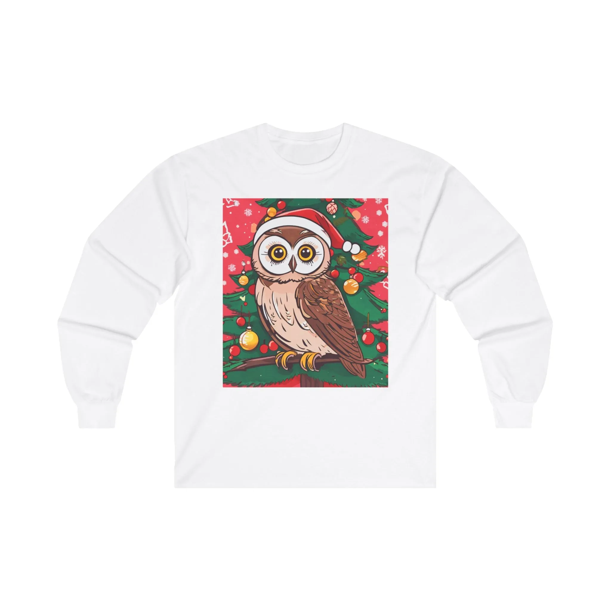 Festive Owl Christmas Long Sleeve Tee