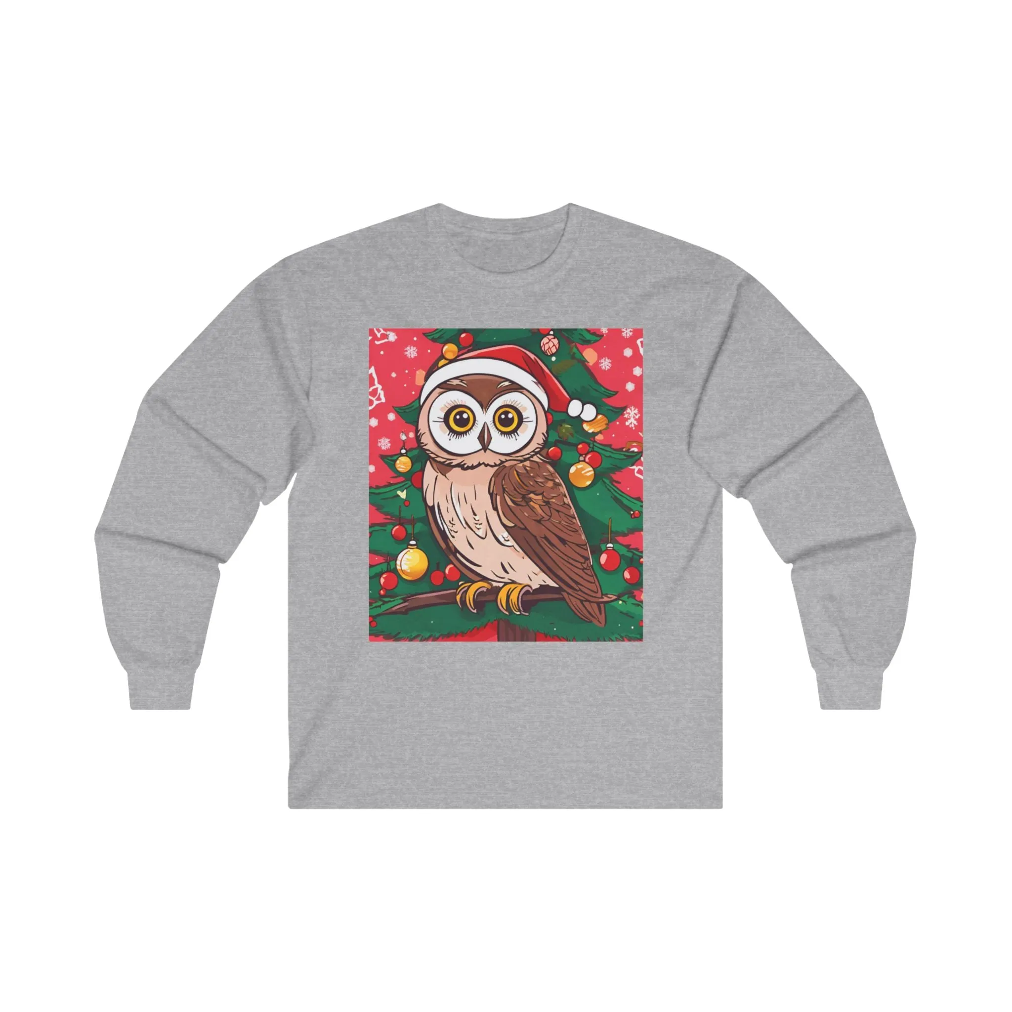 Festive Owl Christmas Long Sleeve Tee
