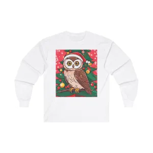 Festive Owl Christmas Long Sleeve Tee