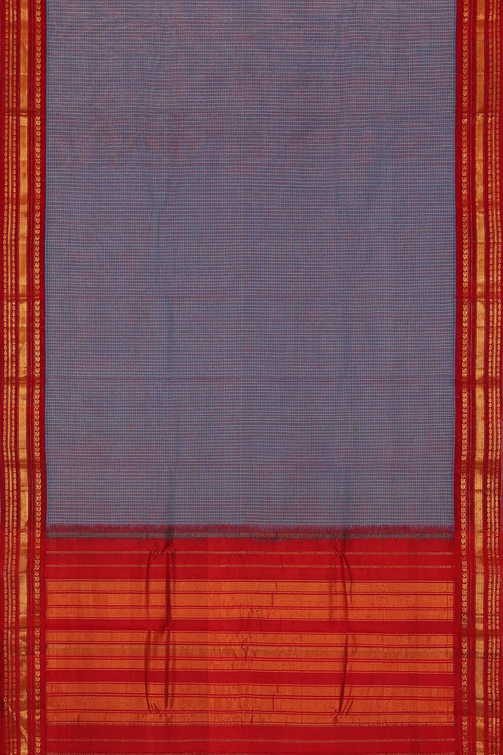 Gadwal Cotton Light Blue Violet Saree