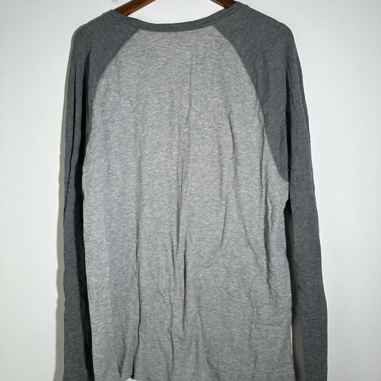 Gray Long Sleeve Men's Henley Shirt