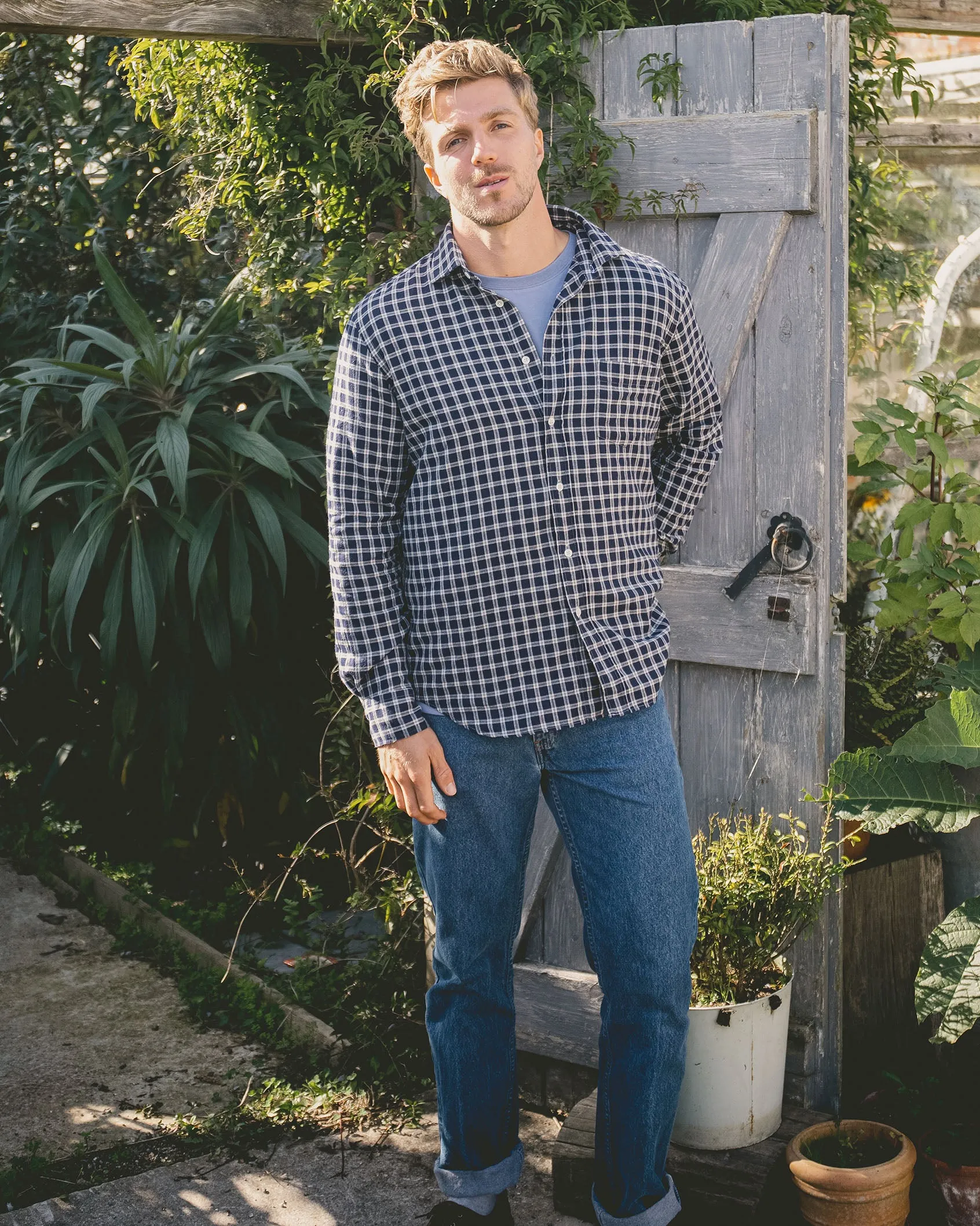 Hartford Jean Blue Check Shirt
