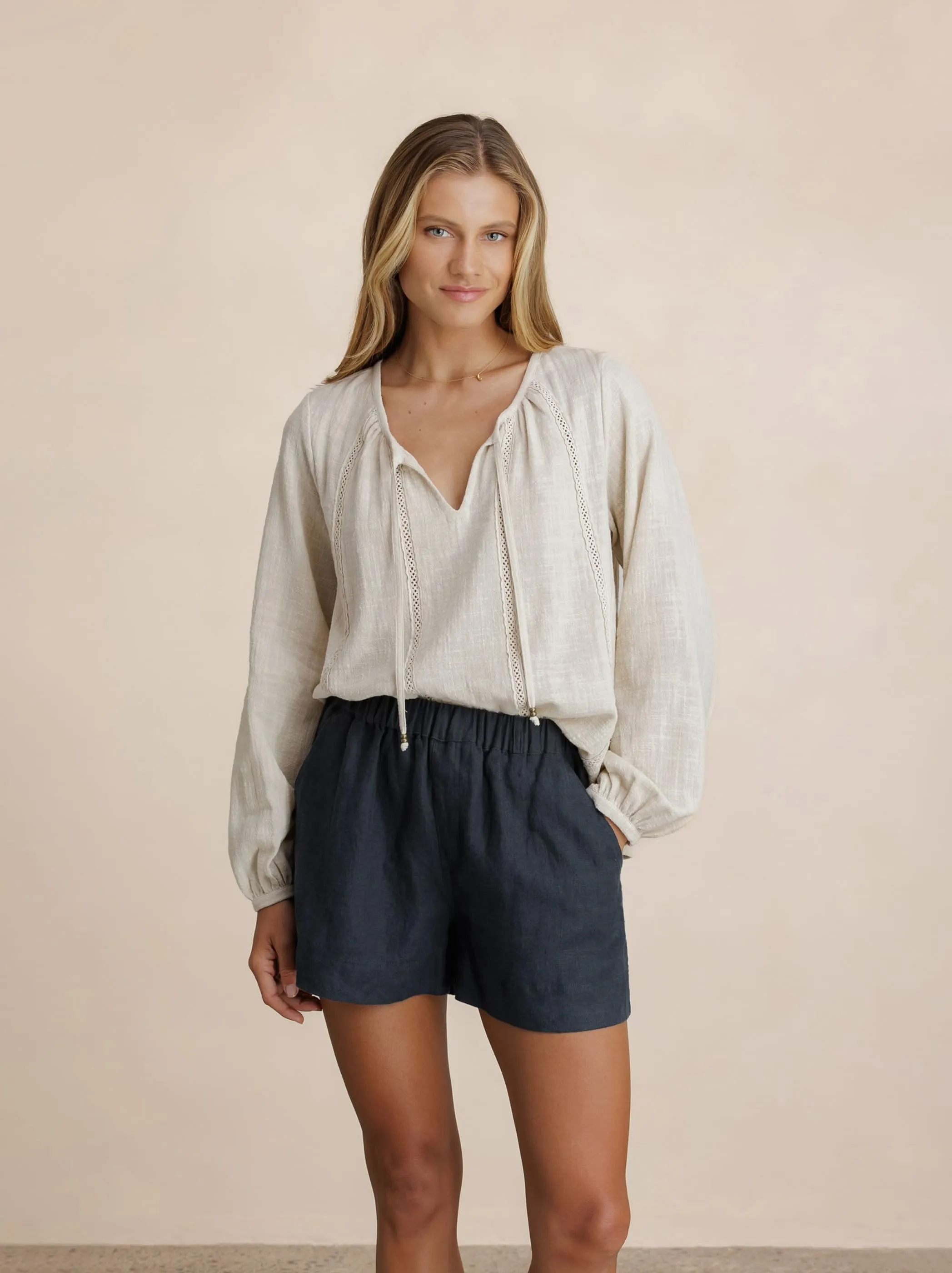 Jasmine Cotton Blouse Stone