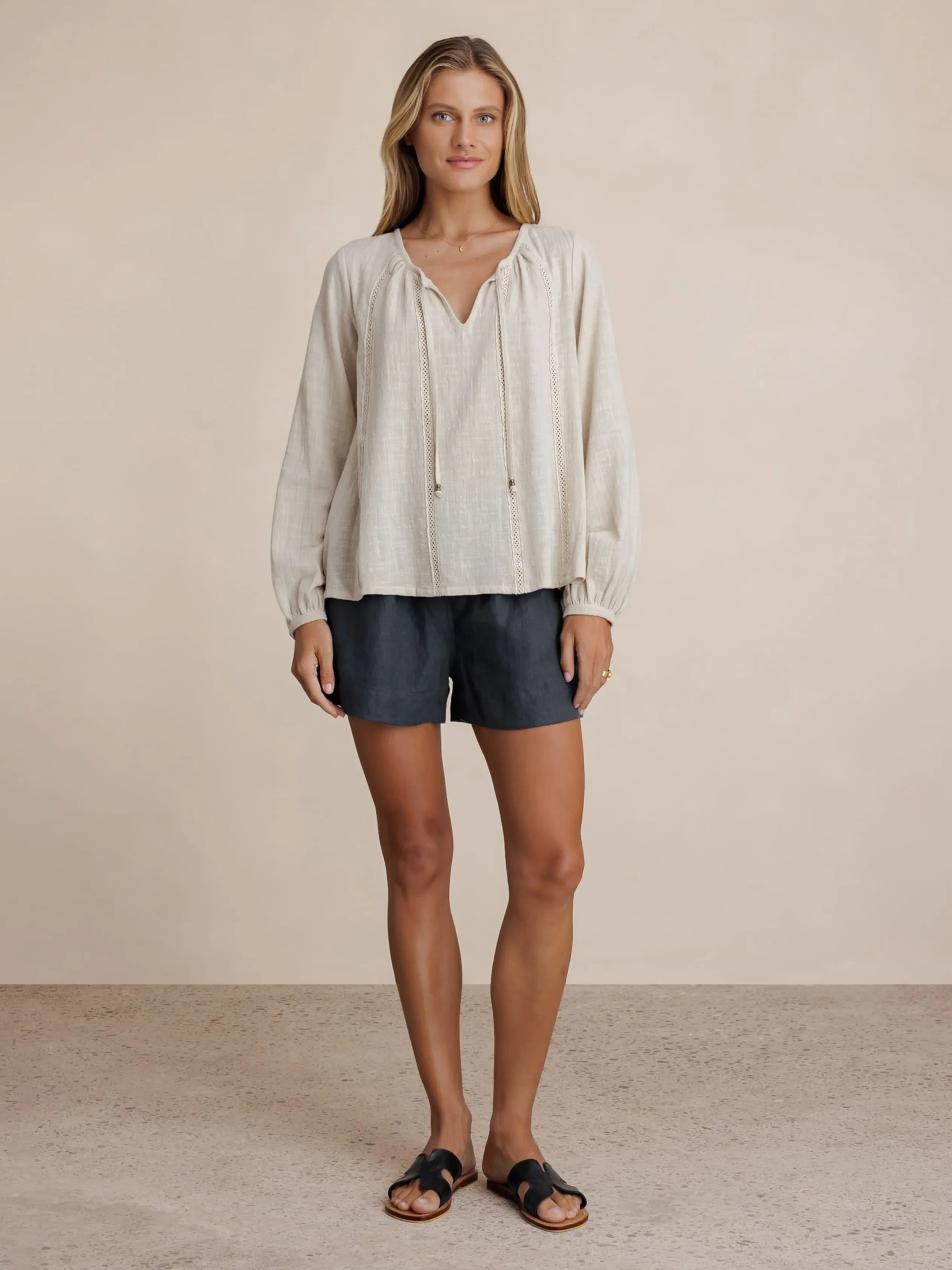 Jasmine Cotton Blouse Stone