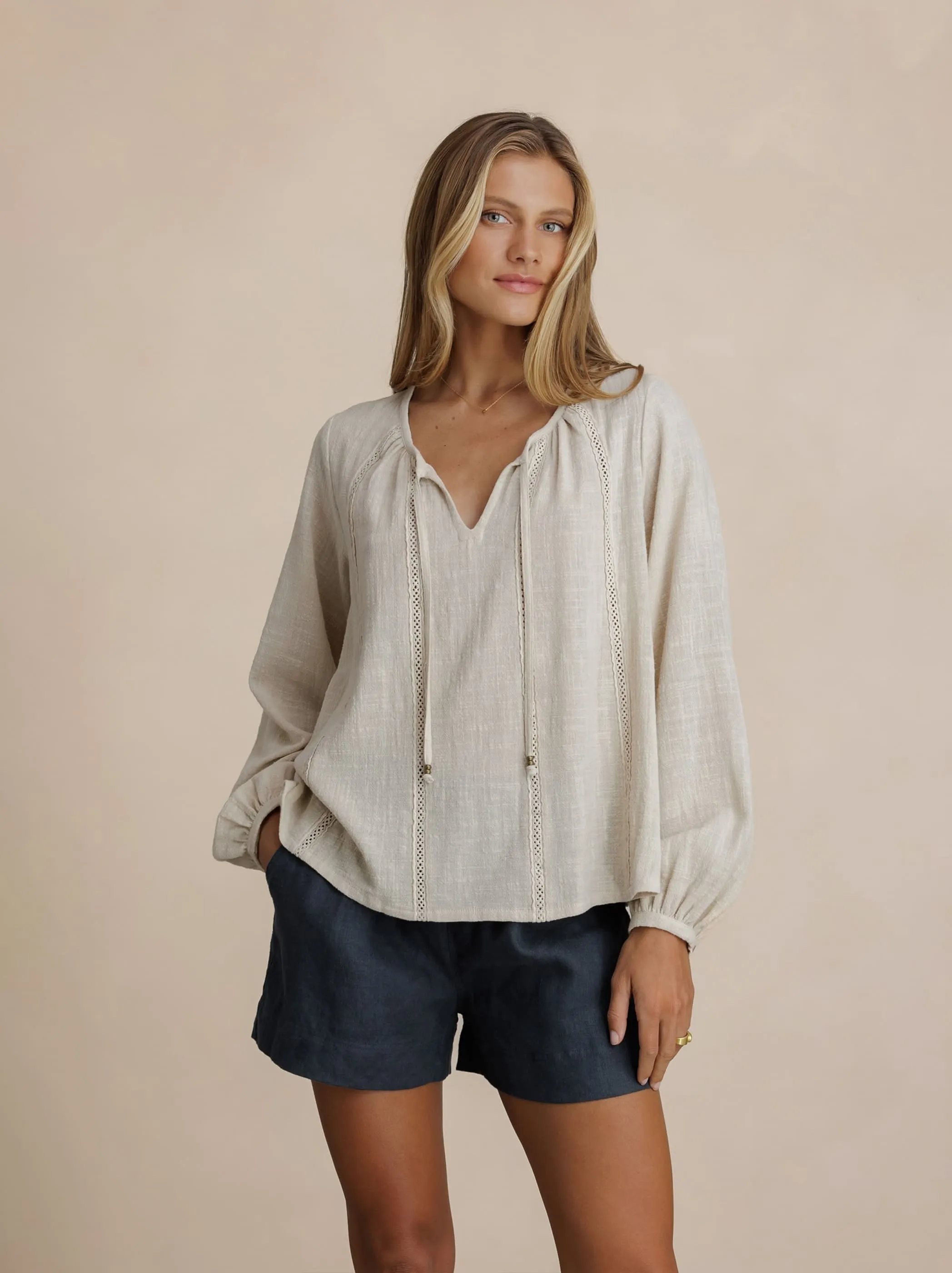 Jasmine Cotton Blouse Stone
