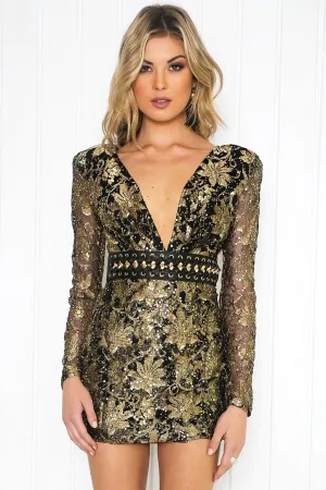 Kiara Baroque Sequin Lace Dress