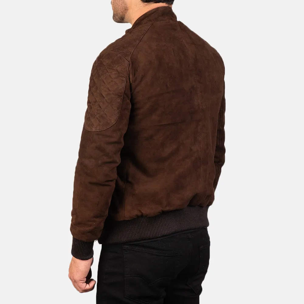 Men's Brown Suede Bomber Jacket