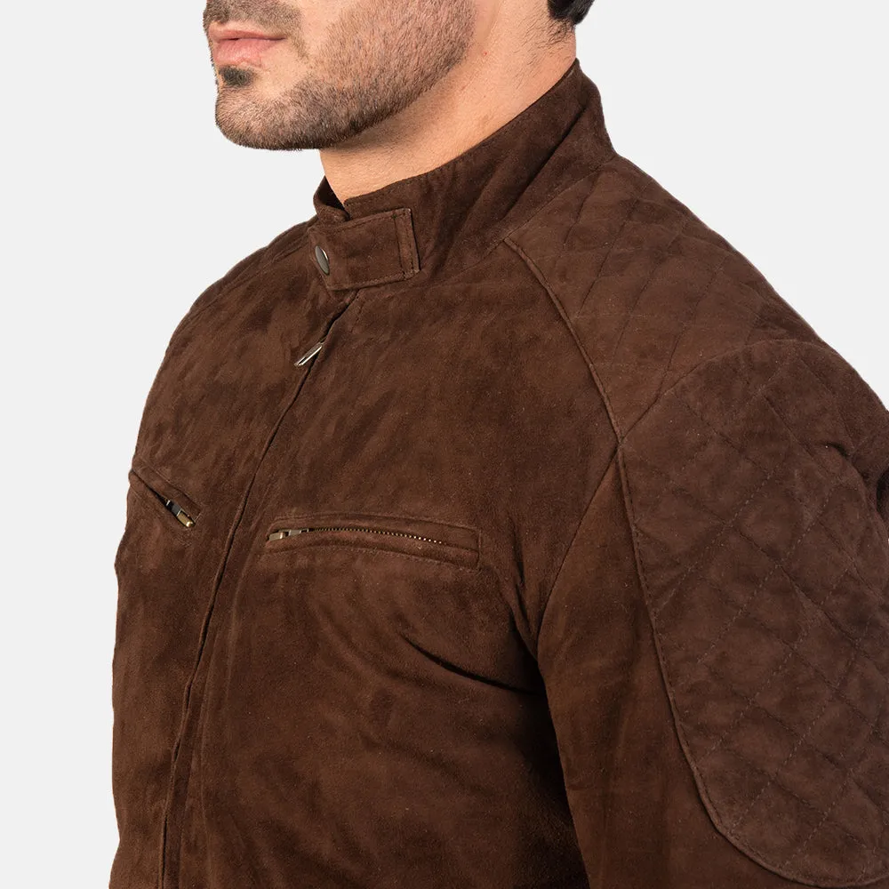 Men's Brown Suede Bomber Jacket