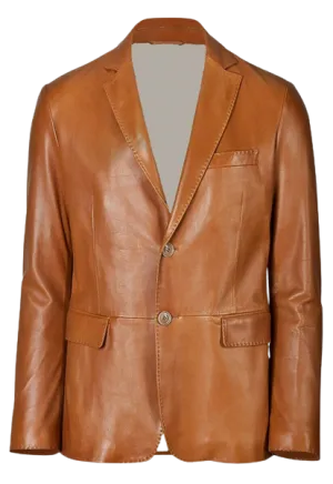 Mens Bryce Front Button Genuine Lambskin Leather Blazer