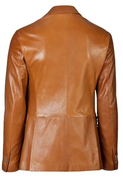 Mens Bryce Front Button Genuine Lambskin Leather Blazer