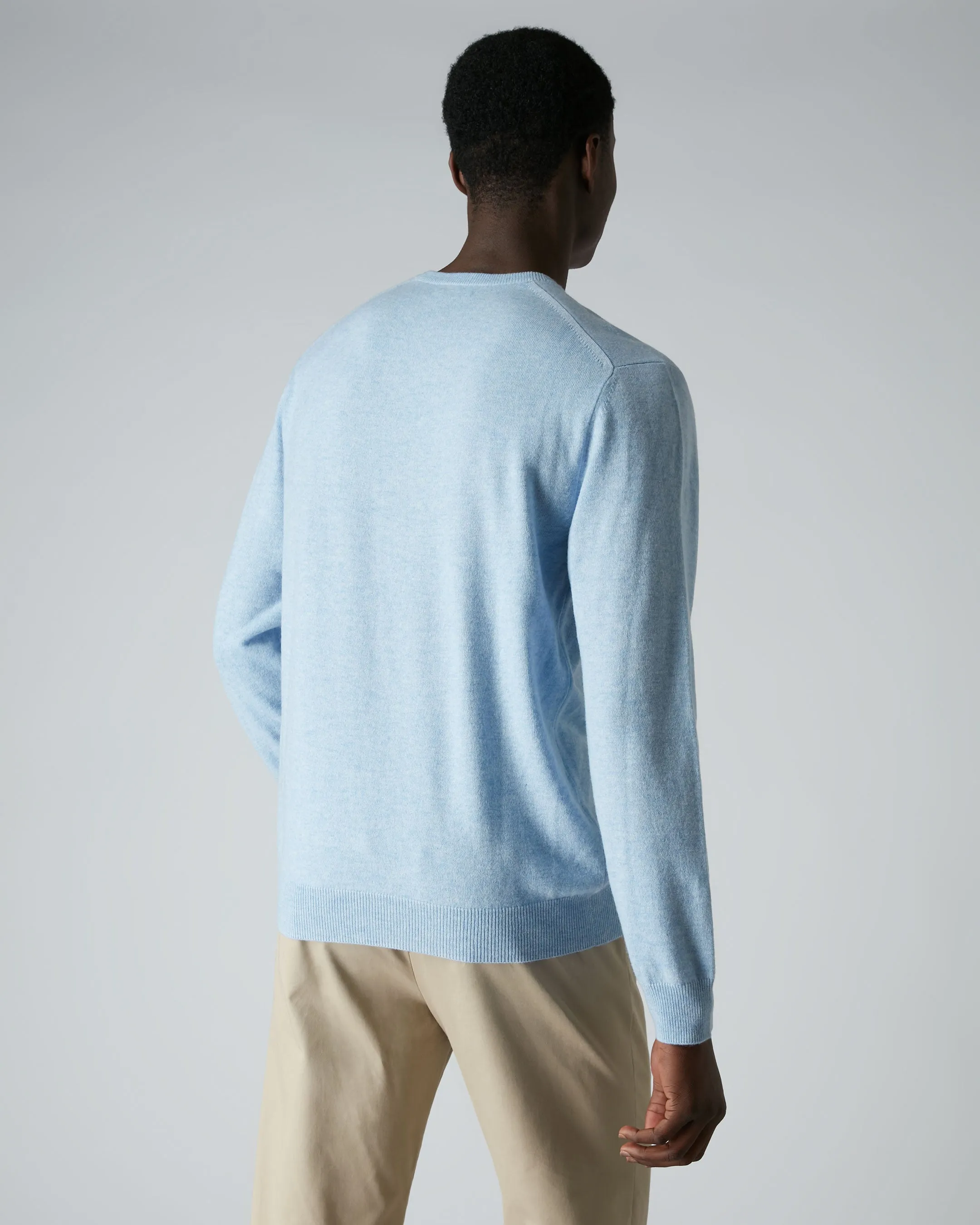 Men's Burlington V Neck Cashmere Jumper Cornflower Blue