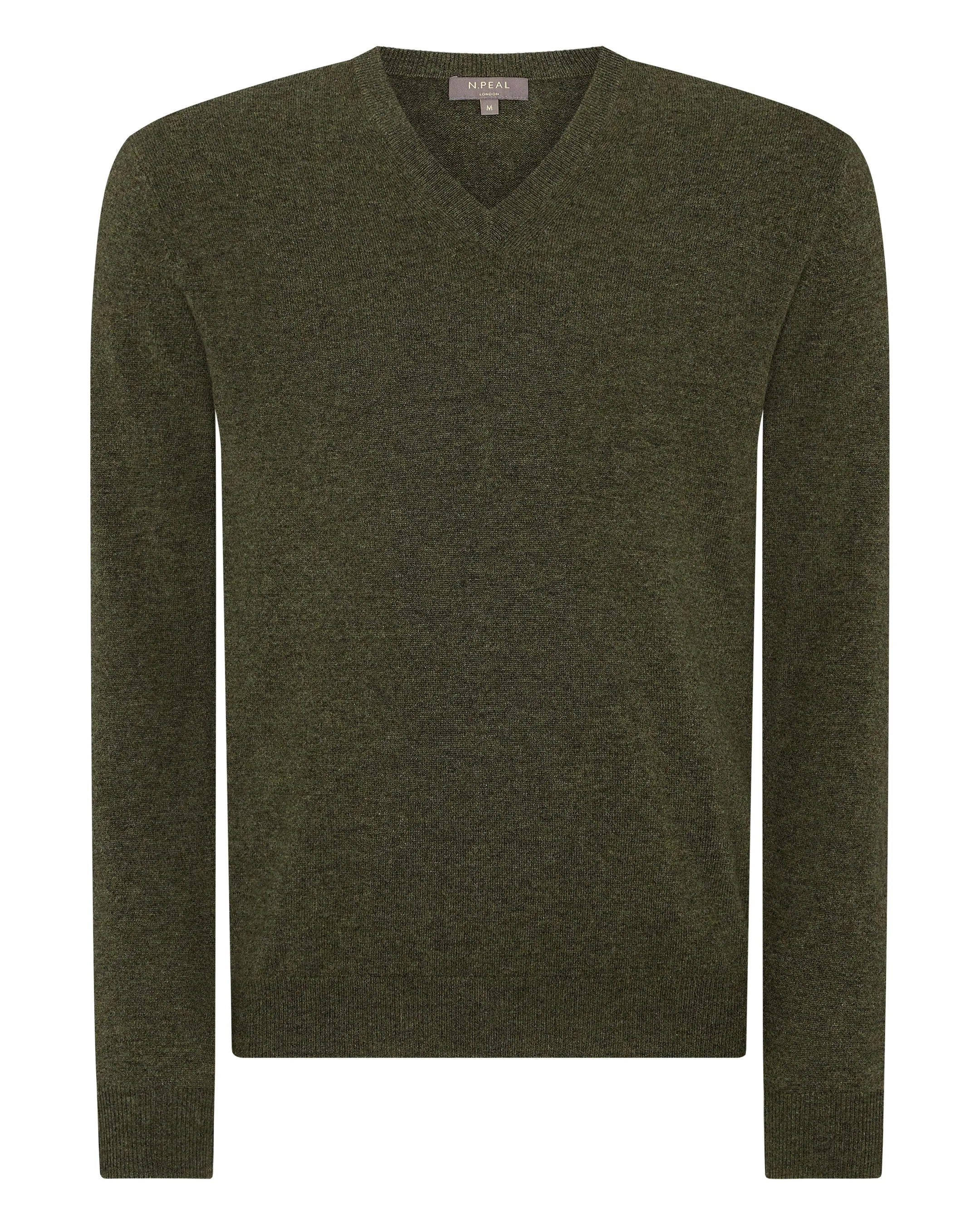 Men's Burlington V Neck Cashmere Sweater Moss Green