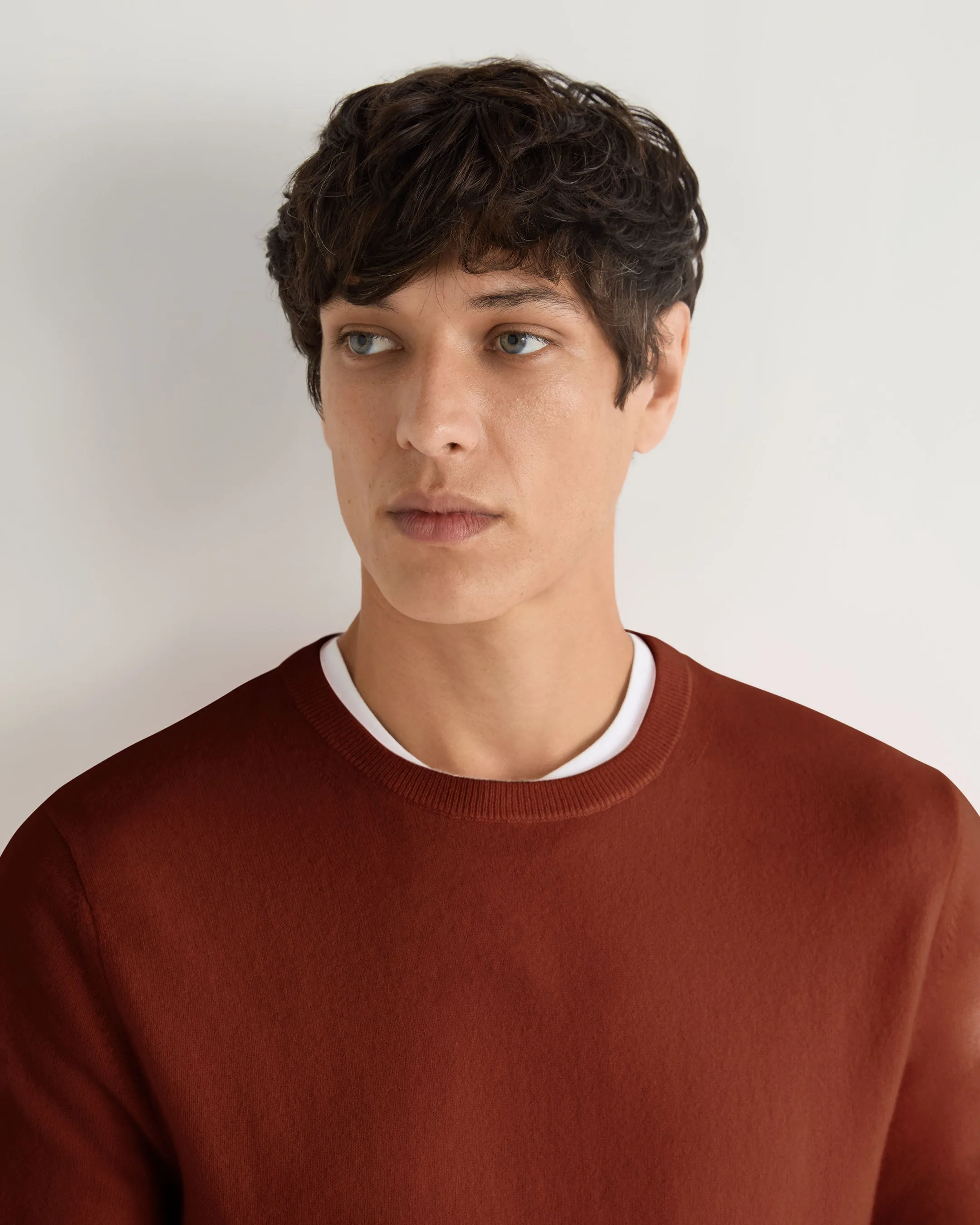 Men's Oxford Round Neck Cashmere Jumper Spice Orange