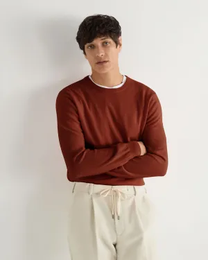 Men's Oxford Round Neck Cashmere Jumper Spice Orange