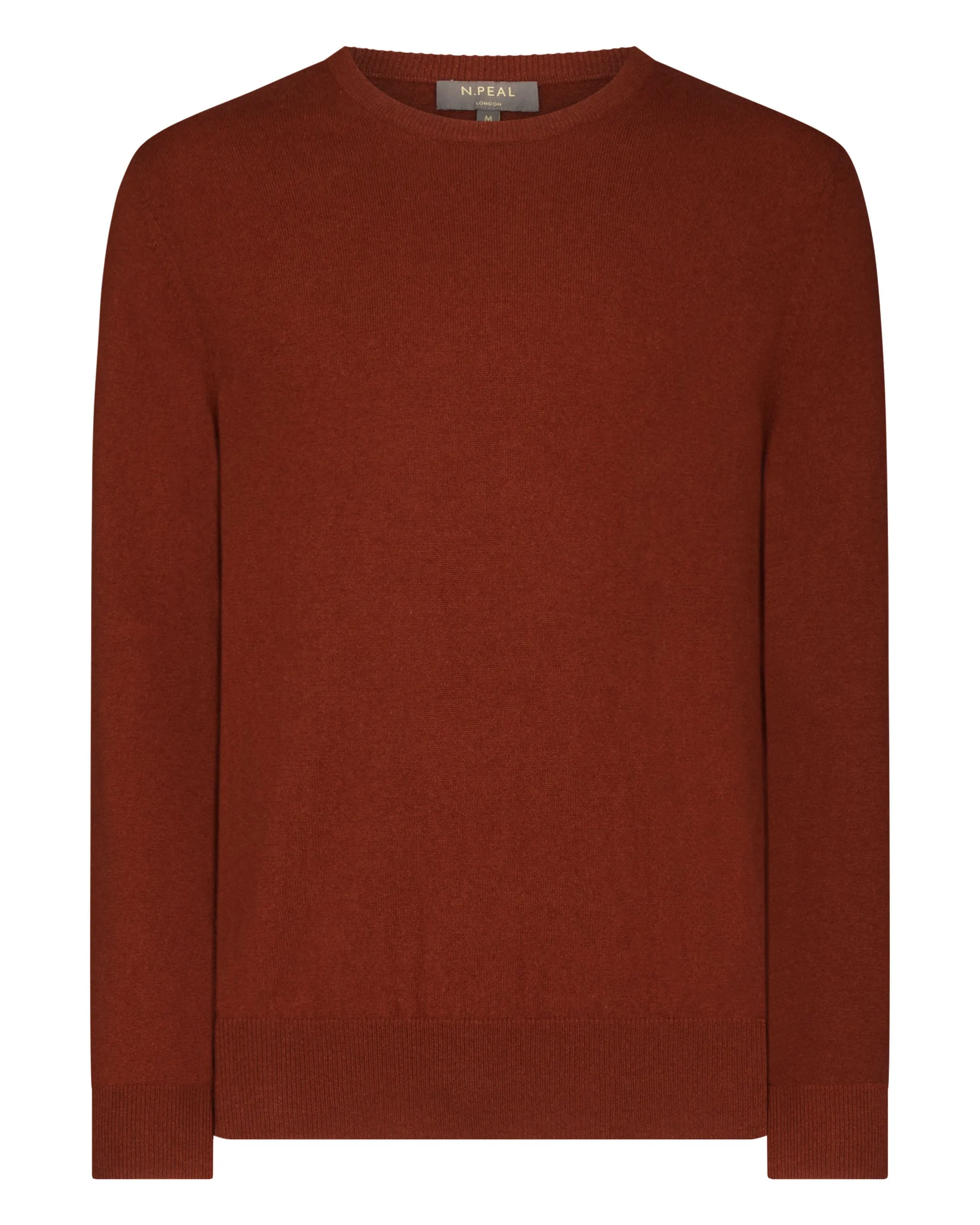 Men's Oxford Round Neck Cashmere Jumper Spice Orange