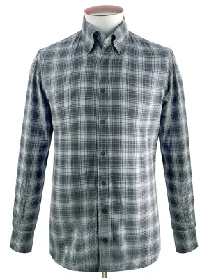 Mixed Grey Check Flannel Button Down Shirt