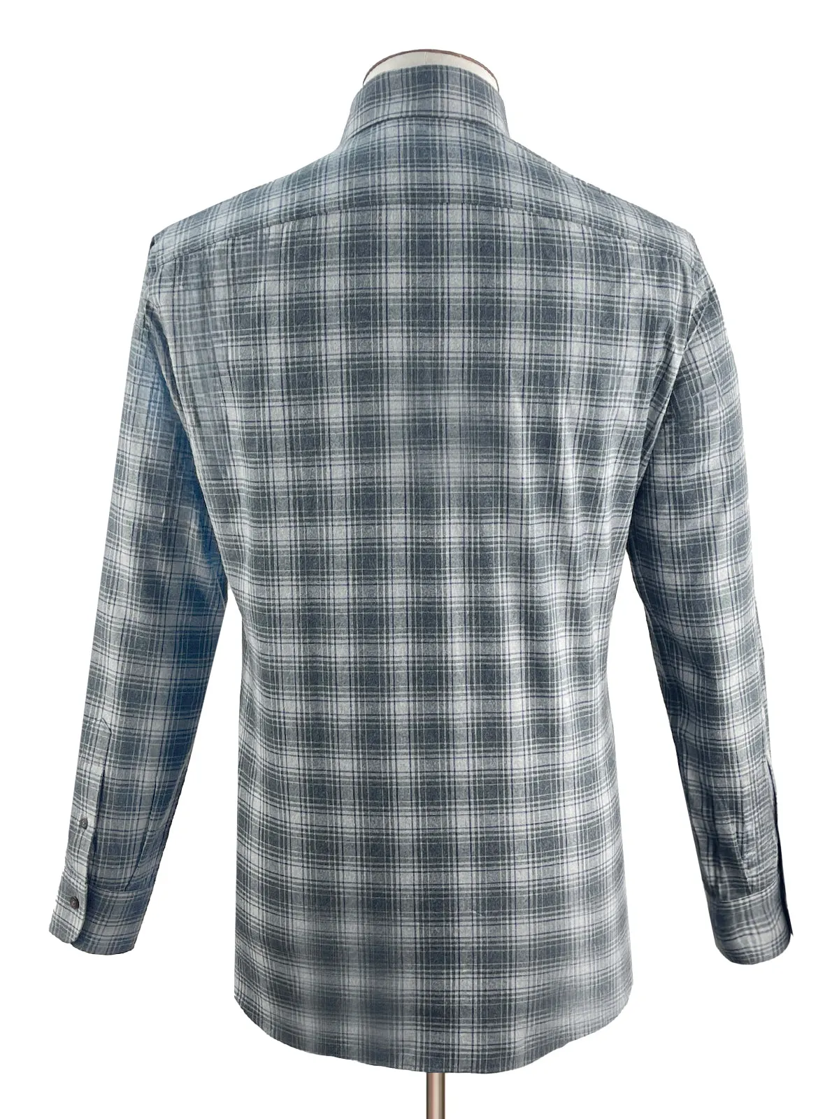 Mixed Grey Check Flannel Button Down Shirt