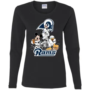 Nfl – Los Angeles Rams Donald Duck Goofy Mickey Mouse Super Bowl 2019 Football Women Long Sleeve Shirt