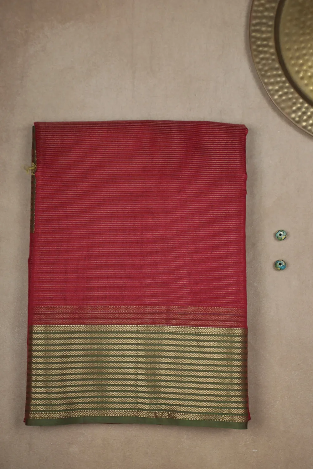 Scarlet Red Handwoven Maheshwari saree