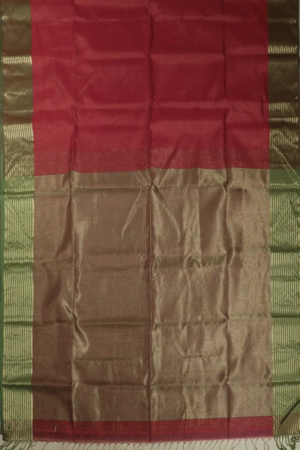 Scarlet Red Handwoven Maheshwari saree