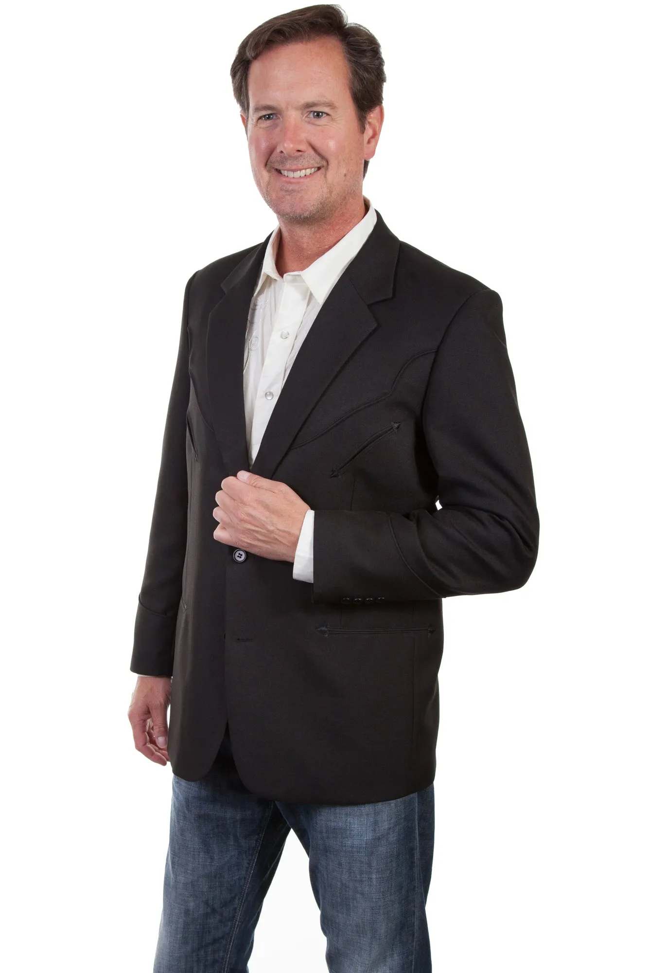 Scully Mens Black Polyester Tonal Blazer 40L