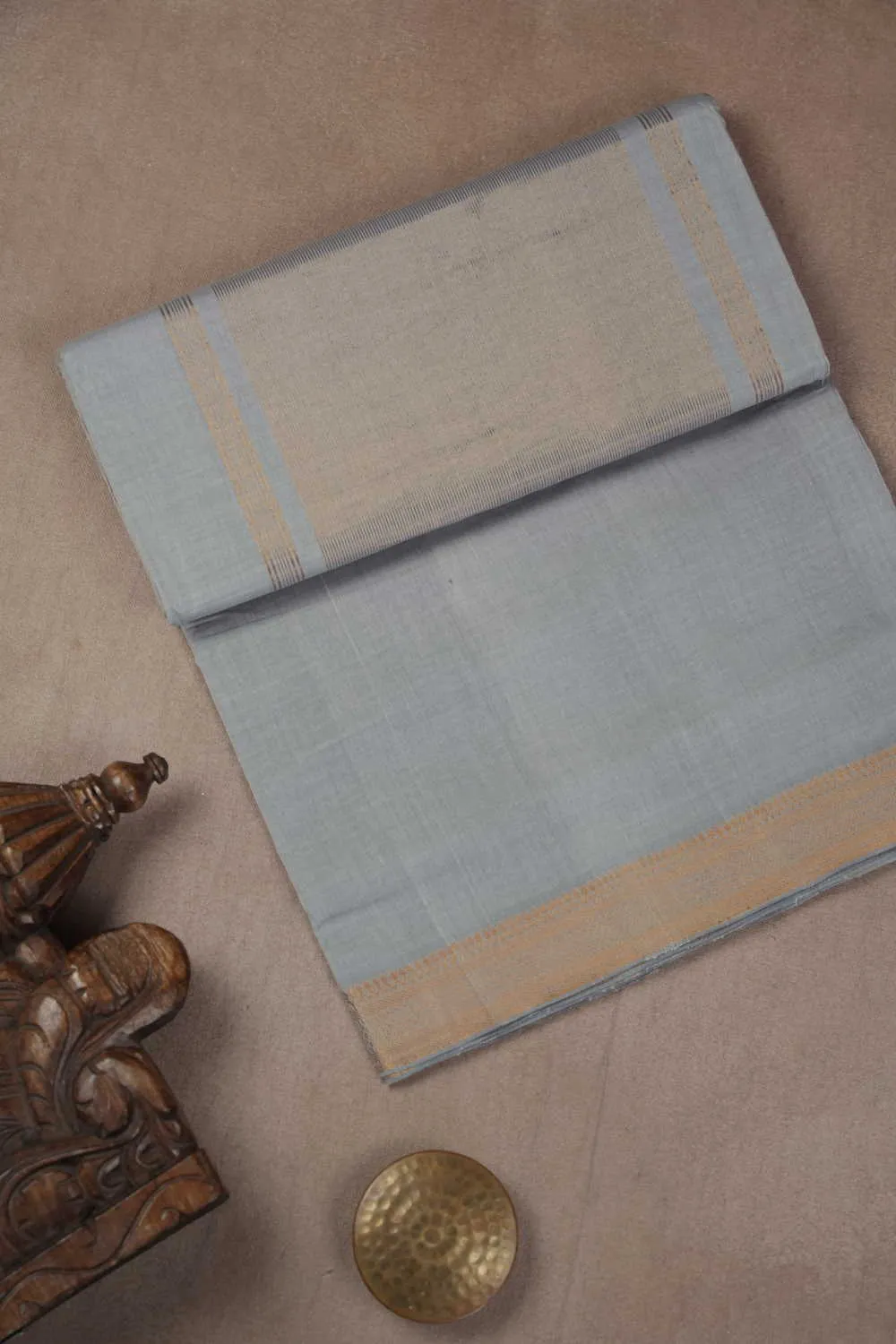 Slate Grey Mangalagiri Cotton saree