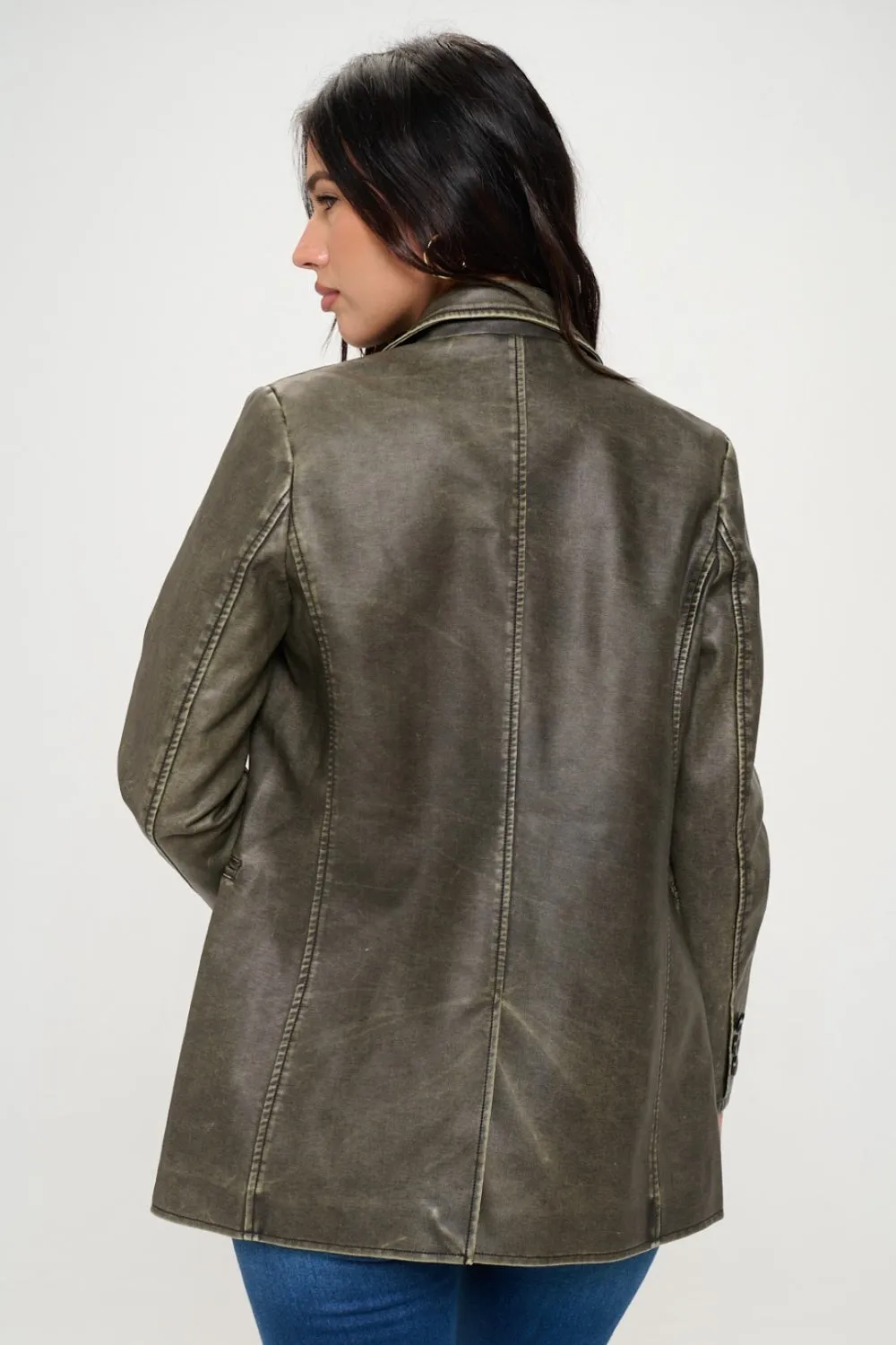 Soho Single-Breasted Vegan Leather Blazer (Online Only)