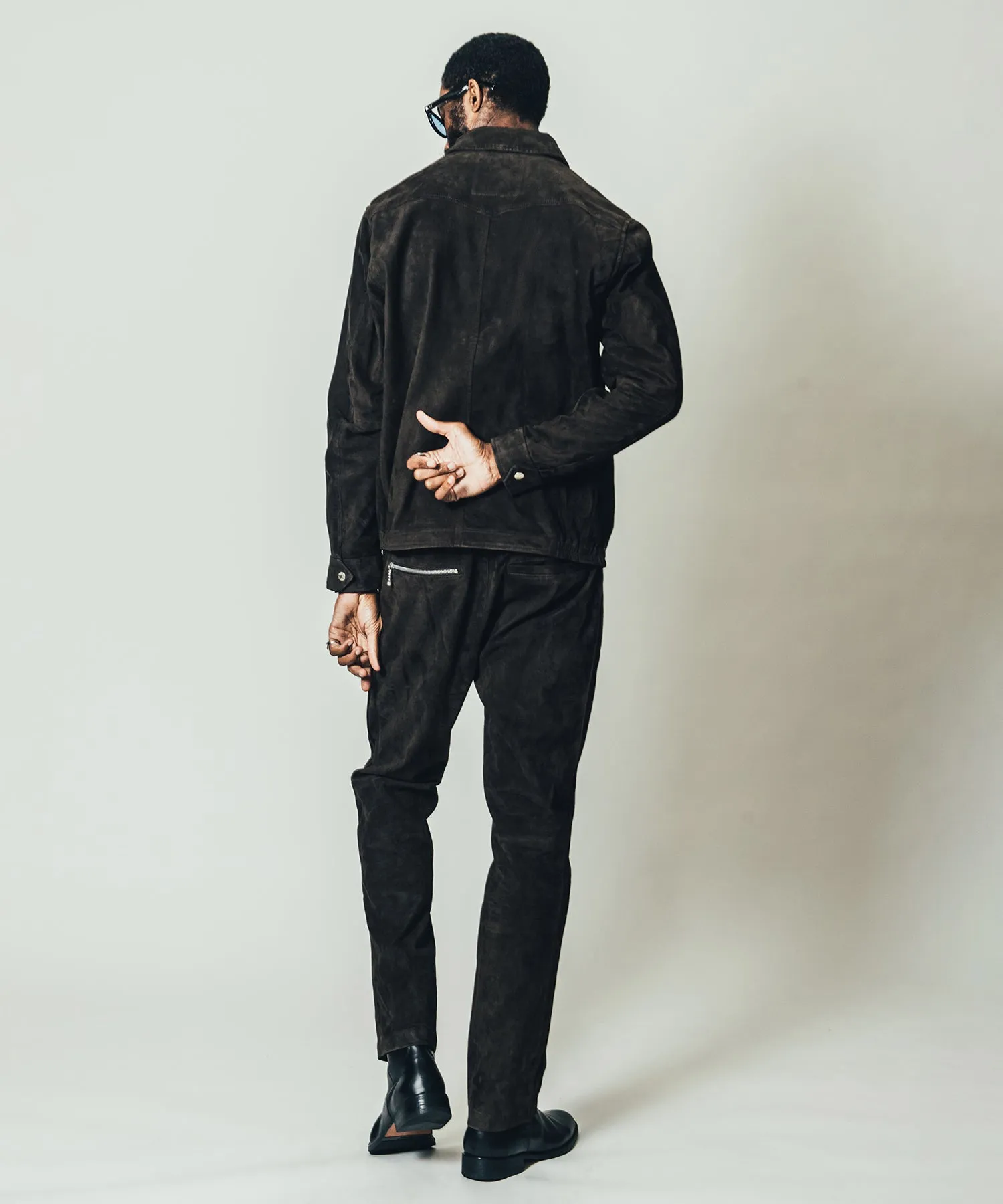 STRETCH SUEDE TRACK PANTS