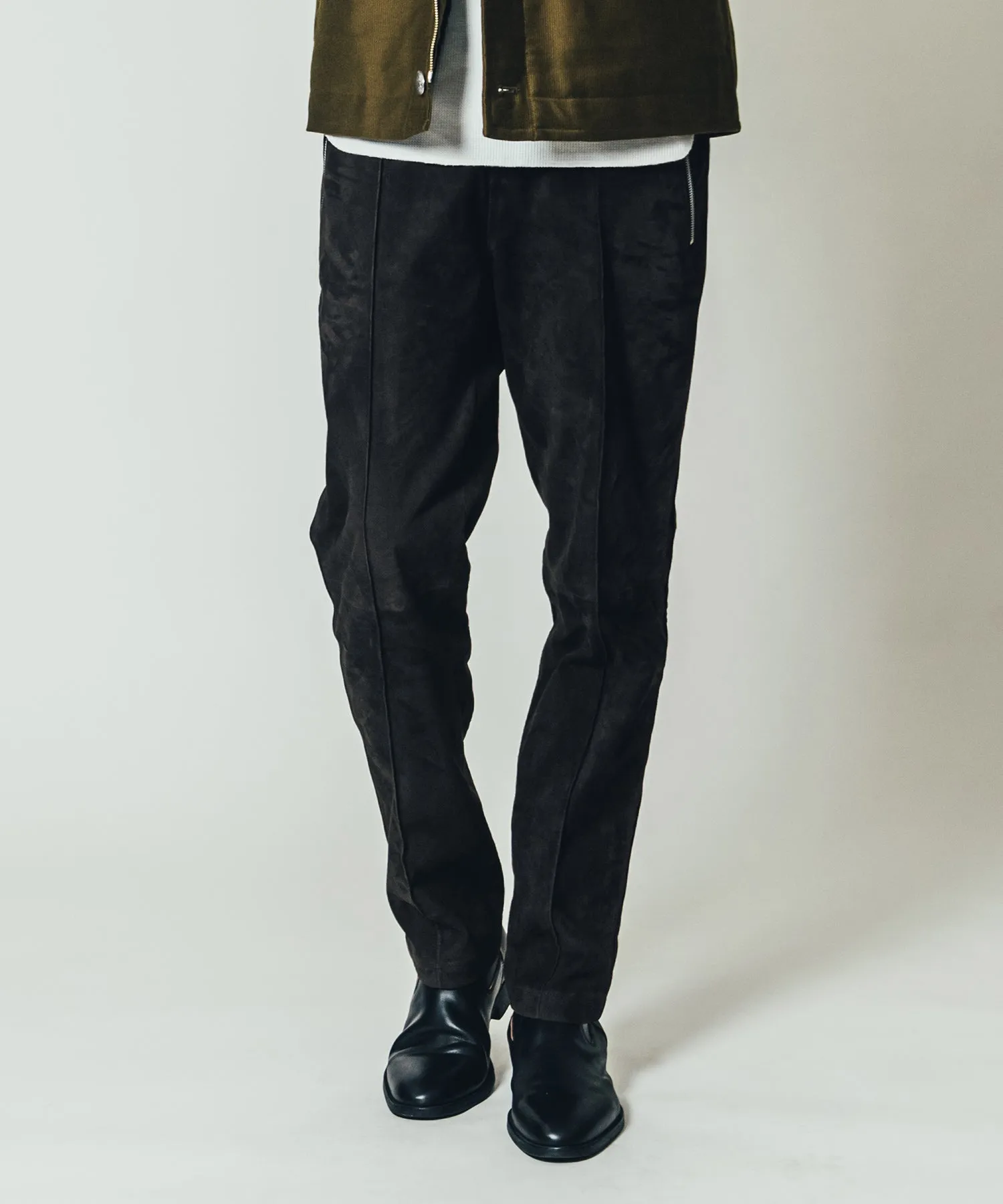 STRETCH SUEDE TRACK PANTS
