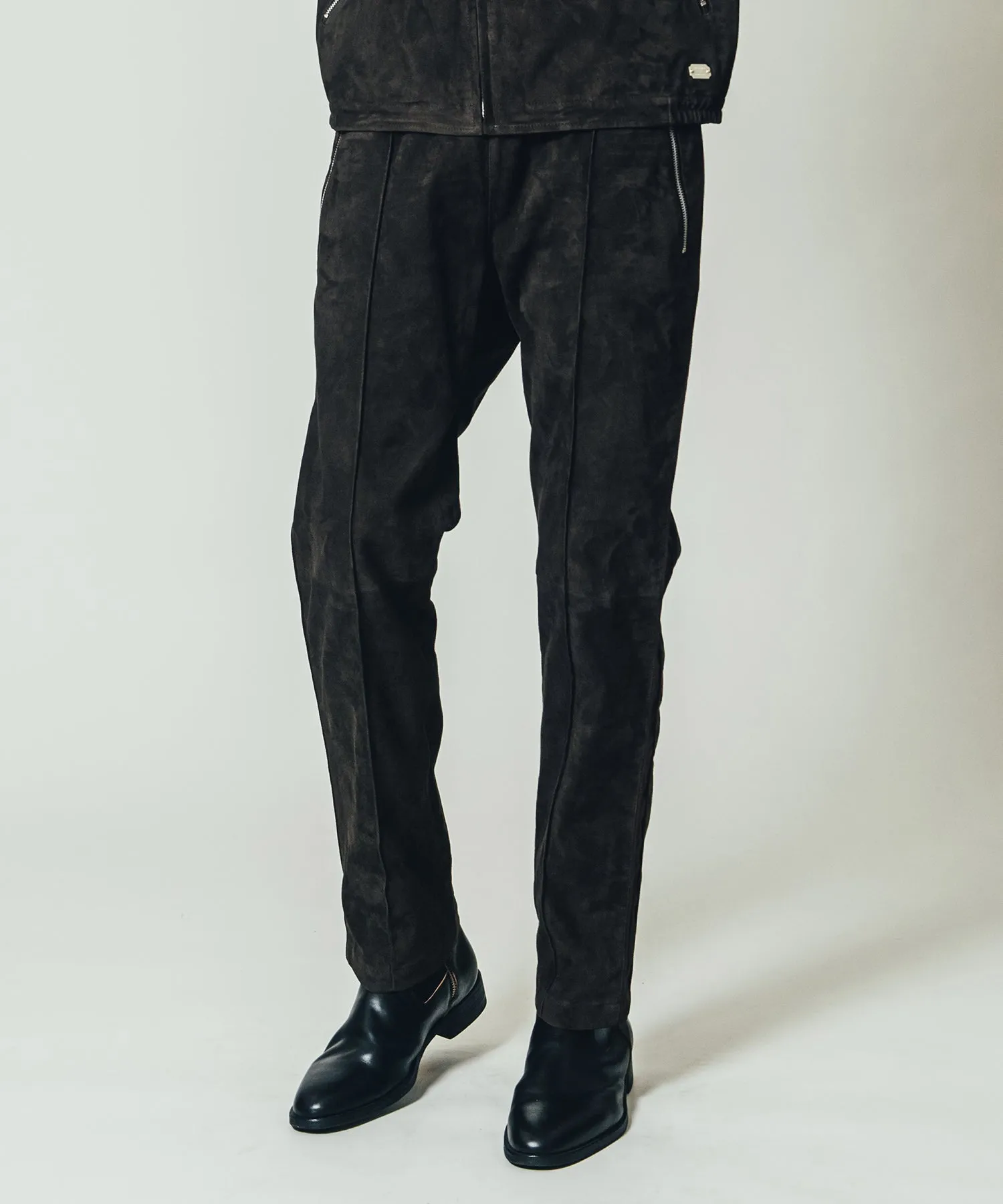 STRETCH SUEDE TRACK PANTS