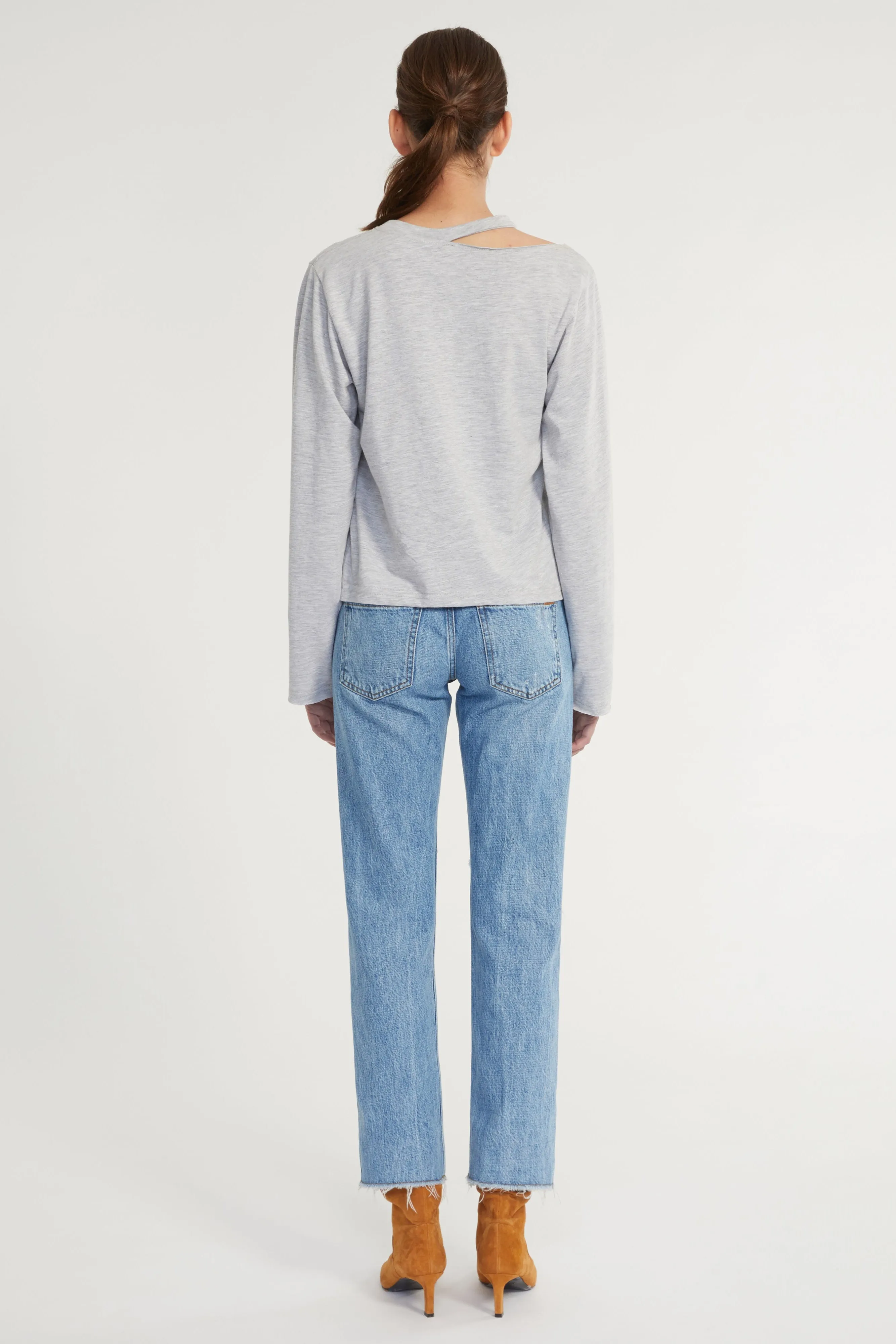 Tate Cut Out Long Sleeve in Light Heather Grey