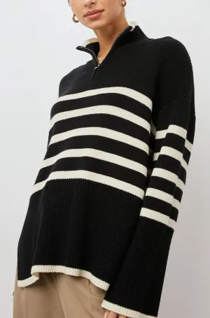 TESSA SWEATER - ONYX IVORY STRIPE