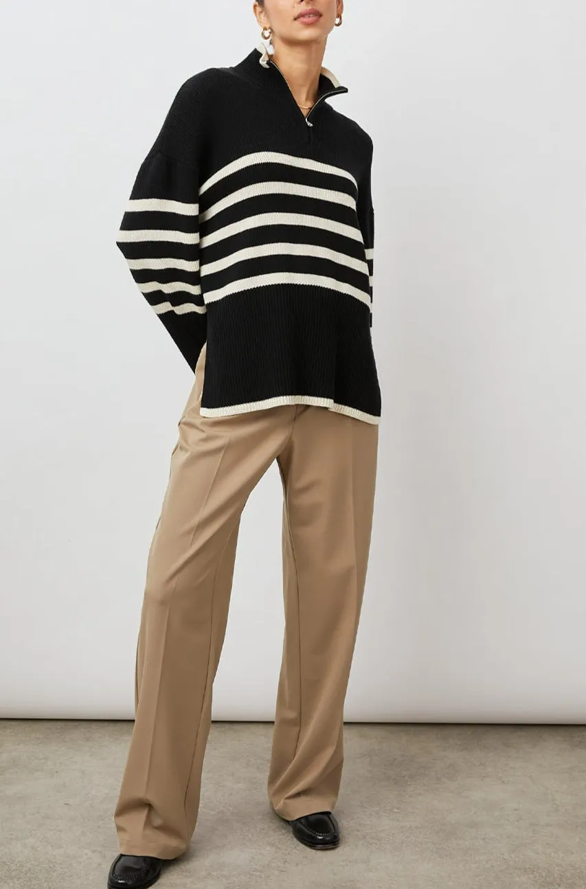 TESSA SWEATER - ONYX IVORY STRIPE
