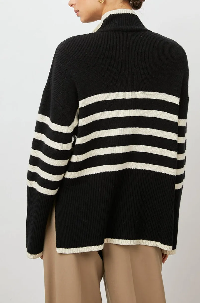 TESSA SWEATER - ONYX IVORY STRIPE