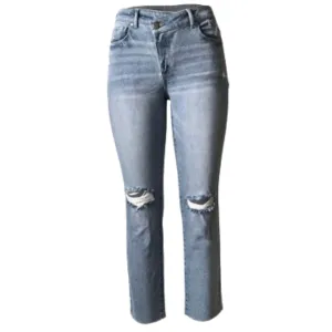 TINSELTOWN - Ripped Asymmetrical Straight-Leg Jeans