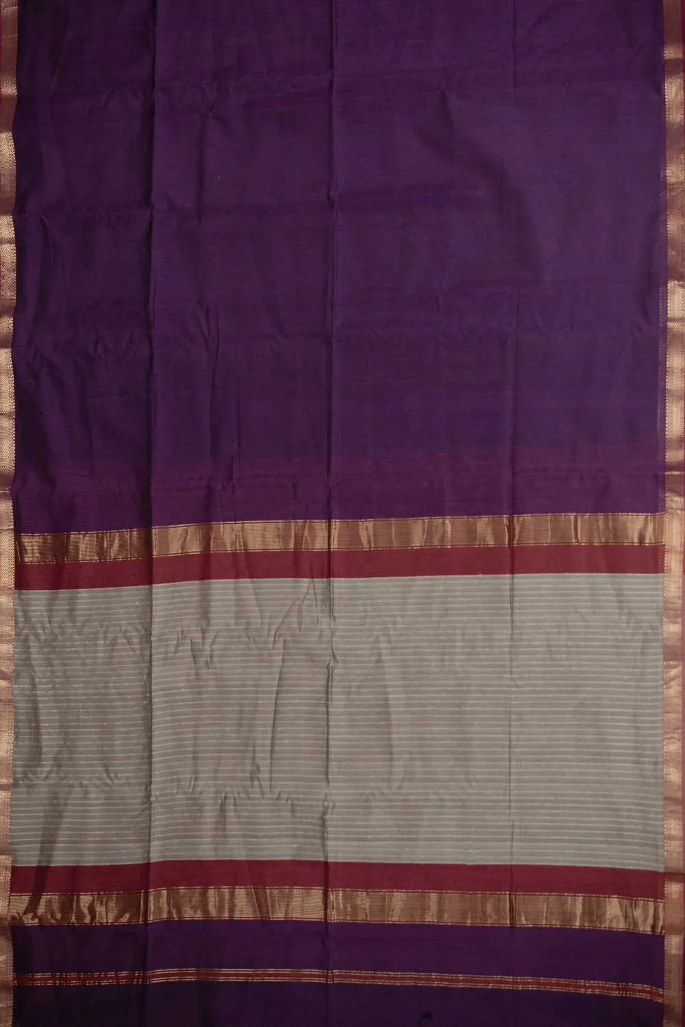 Tyrian Purple Maheshwari Silk Cotton saree