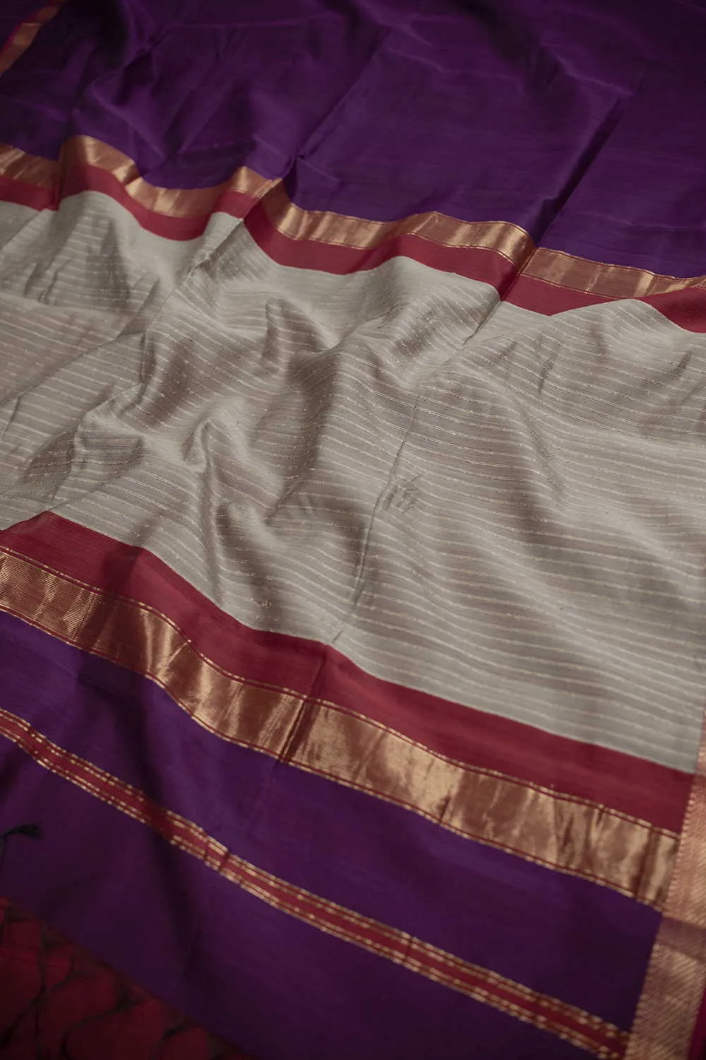 Tyrian Purple Maheshwari Silk Cotton saree